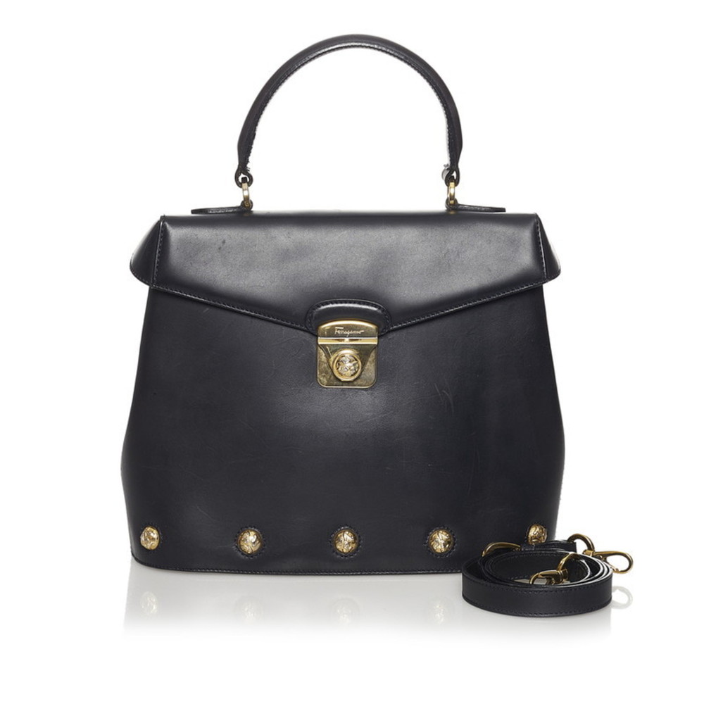 SALVATORE FERRAGAMO Handbag Shoulder Bag AN 21 5209 Black Leather Ladies - Picture 1 of 8